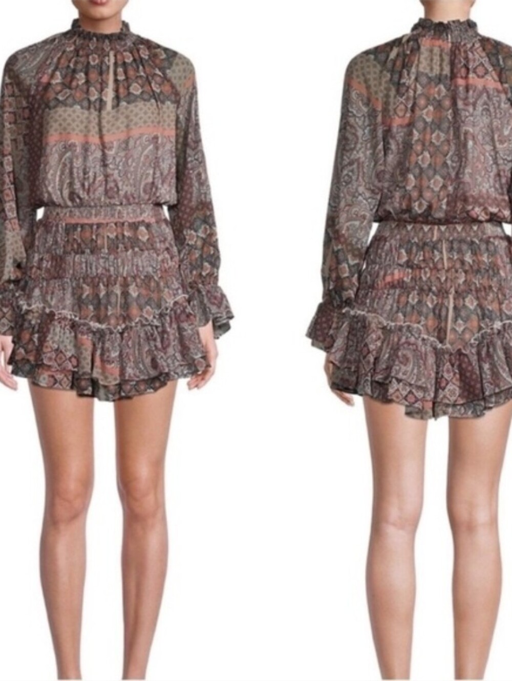 Fate Boho Paisley Tiered Ruffle Mini Skirt - Multi-Color